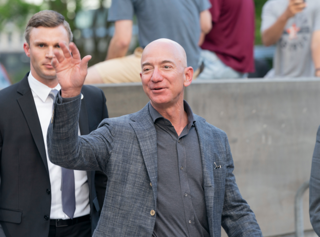 Jeff Bezos waving to an audience. Photo: lev radin / Shutterstock.com