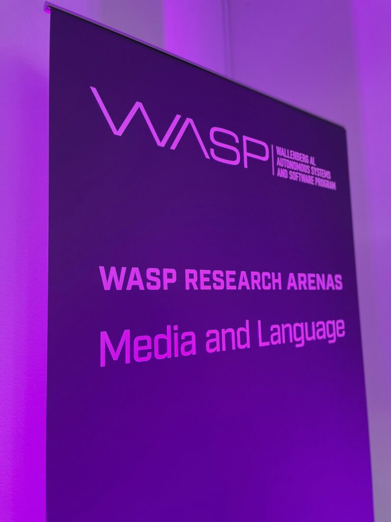 A rollup displaying the WASP Logo and the text WASP Research Arenas Media and Language